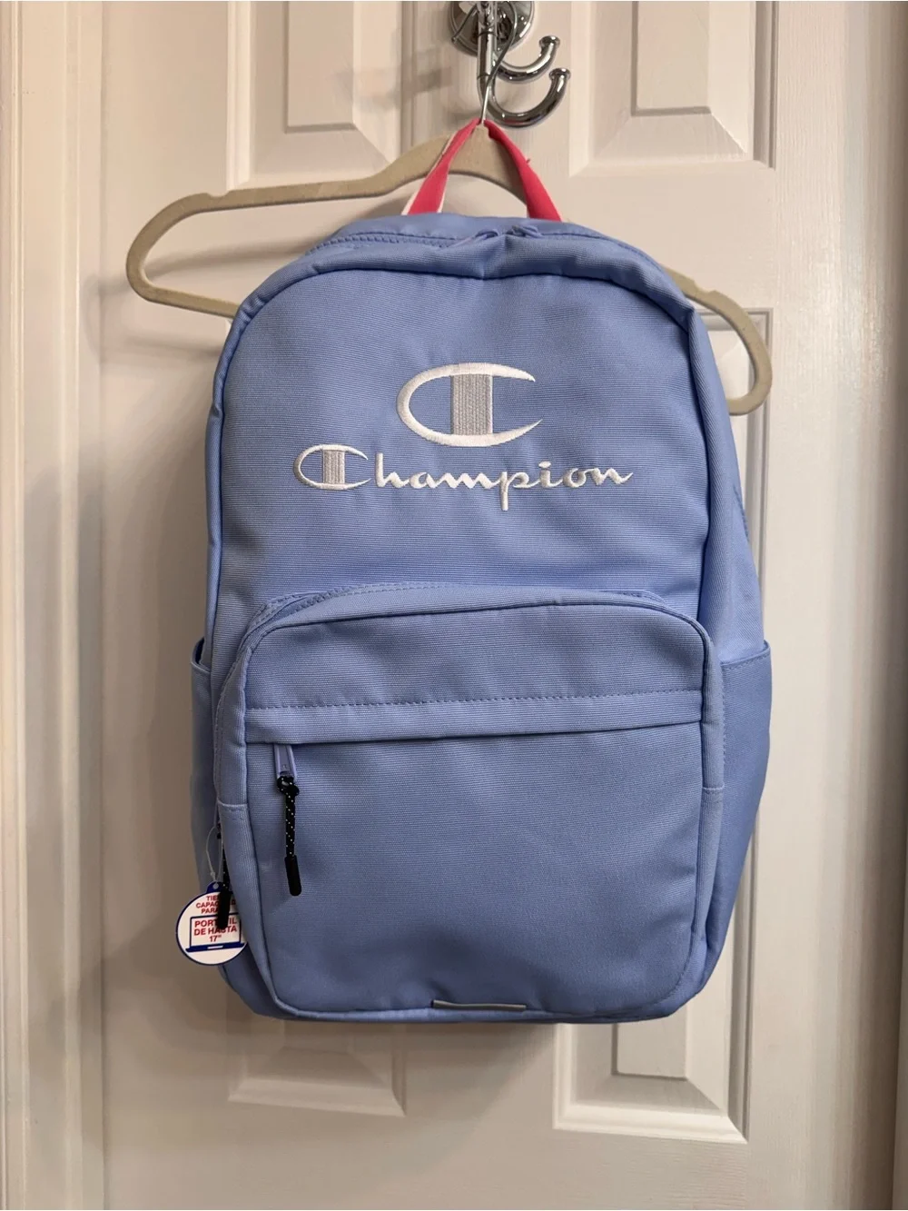 Champion Estate Kids Backpack in Blue with Pink Handle Holds up to 17” Laptop